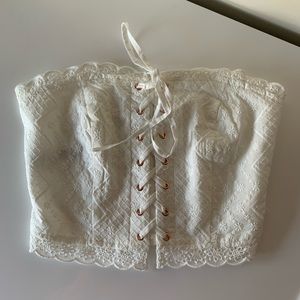 Forever 21 bandeau lace up crop top